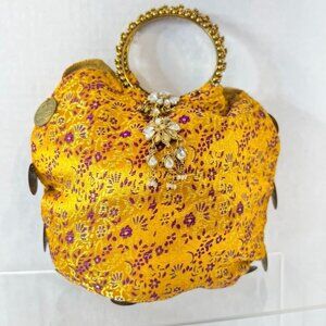 Golden Indian Handmade Wedding Party Coin Bag Evening Handbag